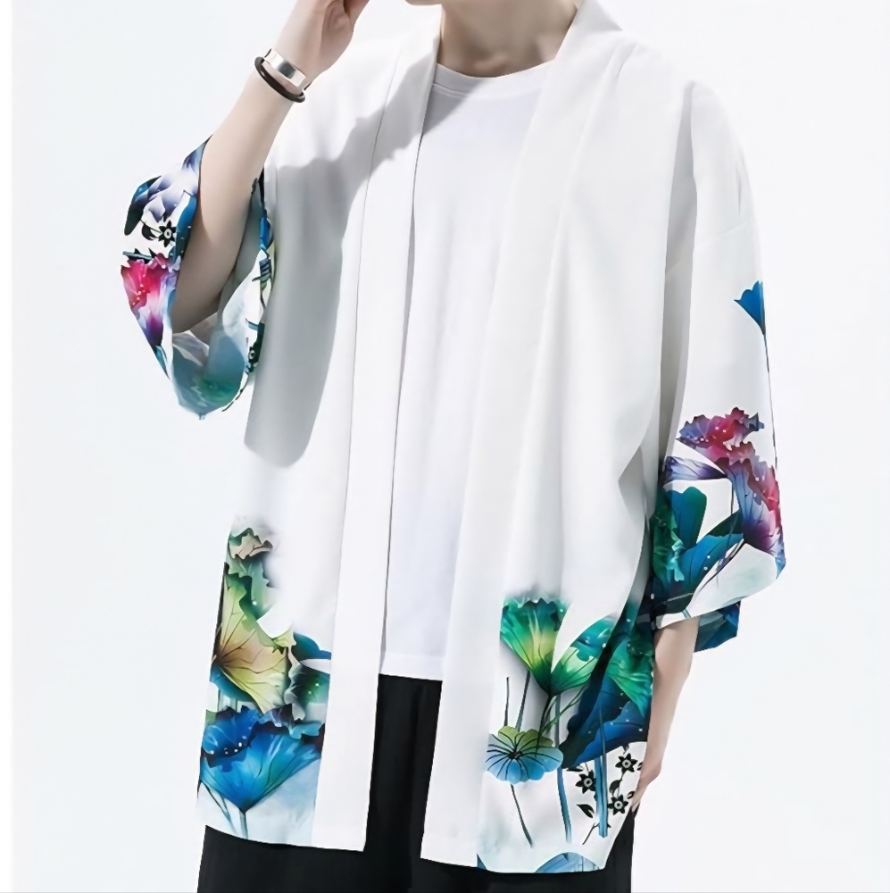 Unisex Womens/Mens Japanese Floral Kimono Cardigan -NWT